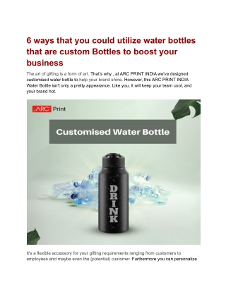 6 ways that you could utilize water bottles that are custom Bottles to boost your business