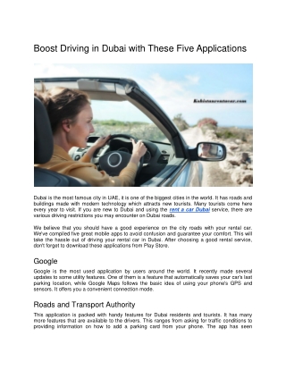 Boost Driving in Dubai with These Five Applications