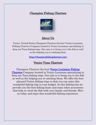 Venice Tuna Charters