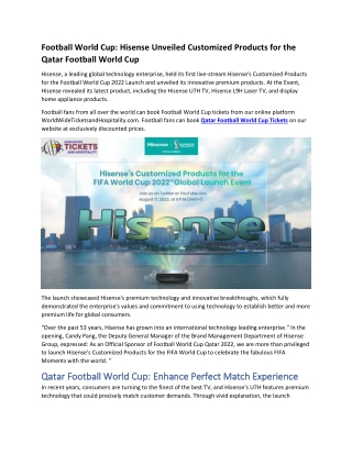 Football World Cup Hisense Unveiled Customized Products for the Qatar Football World Cup