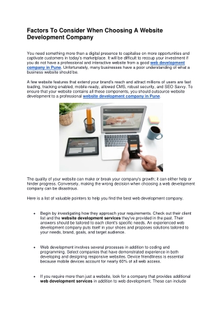 Factors To Consider When Choosing A Website Development Company