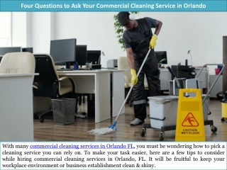 Four Questions to Ask Your Commercial Cleaning Service in Orlando