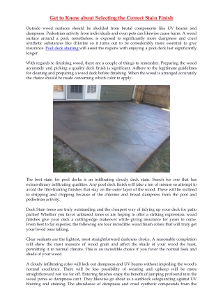 Get to Know about Selecting the Correct Stain Finish