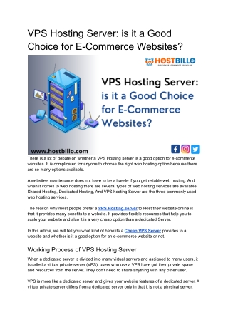 VPS Hosting Server: is it a Good Choice for E-Commerce Websites?
