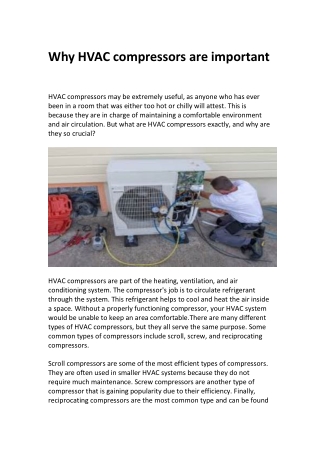 Why HVAC compressors are important