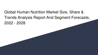 Global Human Nutrition Market Size, Share & Trends Analysis Report And Segment Forecasts, 2022 - 2028