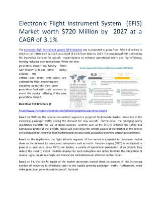 Electronic Flight Instrument System (EFIS) Market worth $720 Million by 2027