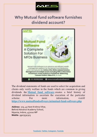 Why Mutual fund software furnishes dividend account