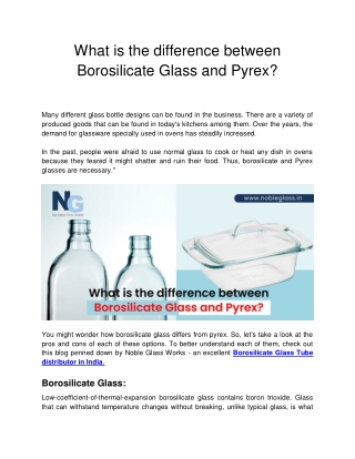 Noble Glass Works -  What is the difference between Borosilicate Glass and Pyrex_