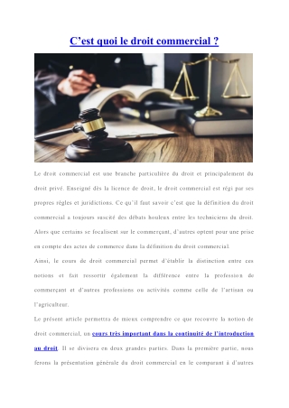 Le droit commercial | Définition