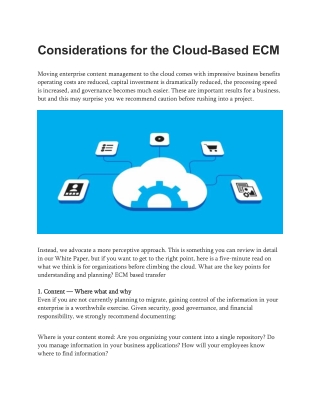 Considerations for the Cloud-Based ECM