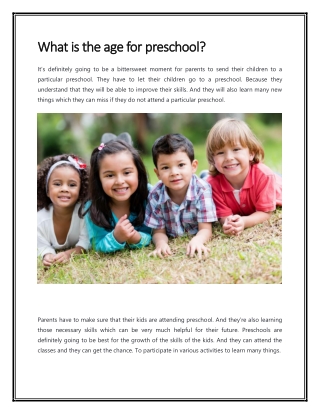 What is the age for preschool