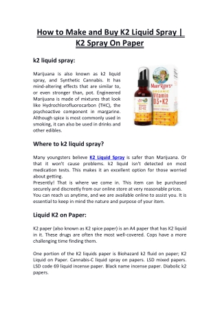 How to Make and Buy K2 Liquid Spray | K2 Spray On Paper