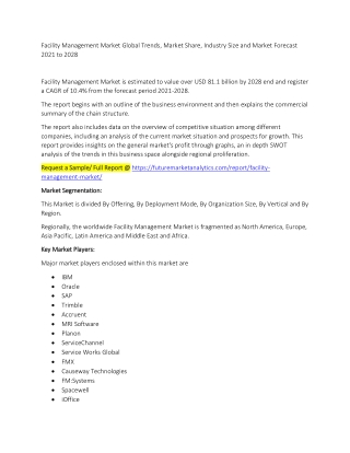 Facility Management Market Trends, Market Share, Industry Size, Growth, and Market Forecast 2021 to 2028