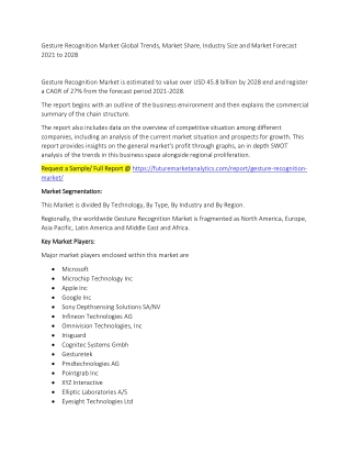 Gesture Recognition Market Trends, Market Share, Industry Size, Growth, and Market Forecast 2021 to 2028
