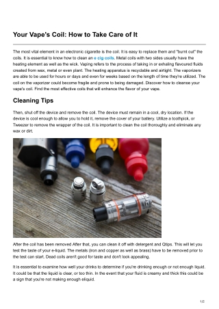 Your Vapes Coil How to Take Care of It