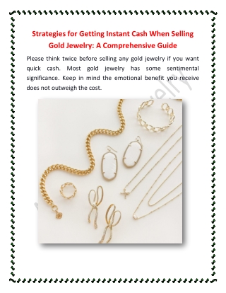 Strategies for Getting Instant Cash When Selling Gold Jewelry A Comprehensive Guide_AltersGemJewelry