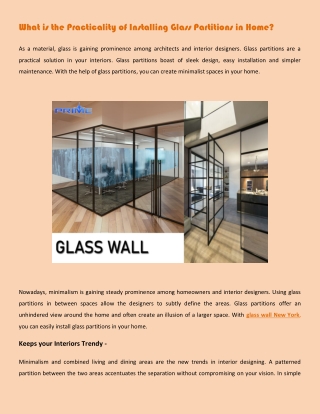 What is the Practicality of Installing Glass Partitions in Home