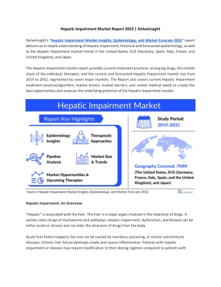 Hepatic Impairement Market