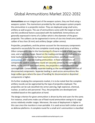 Global Ammunitions Market 2022