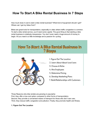 Start A Bike Rental Business In 7 Steps