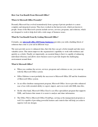 How Can You Benefit From Microsoft Office?