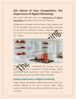 Get Ahead of Your Competition: the Importance of Digital Marketing