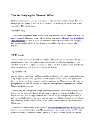 Tips For Studying For Microsoft Office