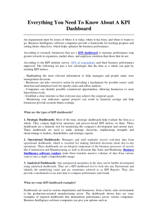 Everything You Need To Know About A KPI Dashboard