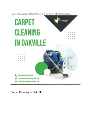 Carpet Cleaning in Oakville at a New Level of Profoundness