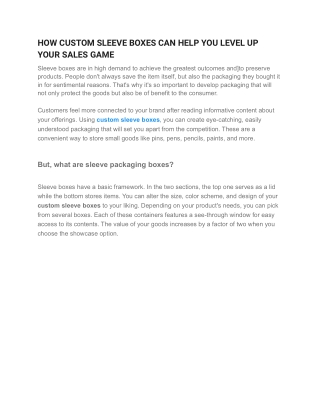 HOW CUSTOM SLEEVE BOXES CAN HELP YOU LEVEL UP YOUR SALES GAME