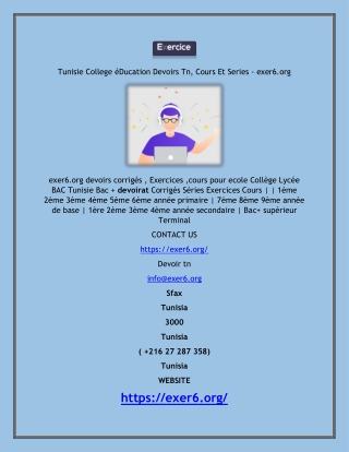 Tunisie College éDucation Devoirs Tn, Cours Et Series - exer6.org