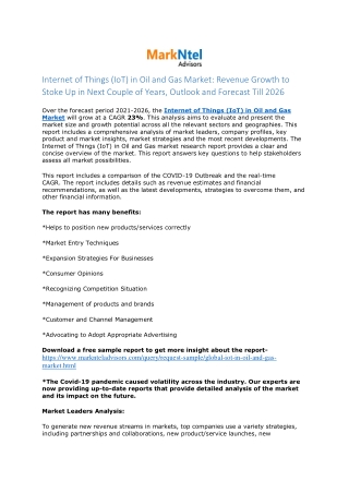Global Internet of Things (IoT) in Oil and Gas Market Research Report: Forecast