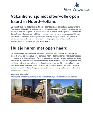 Vakantiehuisje met sfeervolle open haard in Noord-Holland