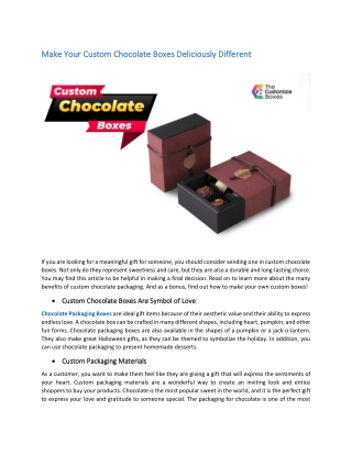 Make Your Custom Chocolate Boxes Deliciously Different