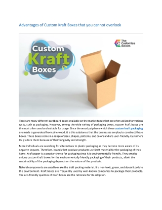 Advantages of Custom Kraft Boxes that you cannot overlook