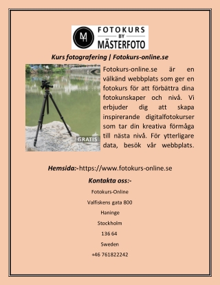 Kurs fotografering  Fotokurs-online.se