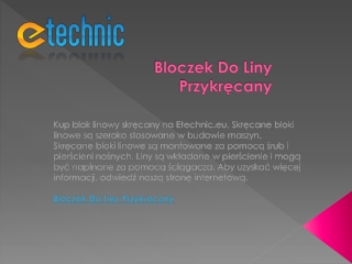 Bloczek Do Liny Przykręcany  Etechnic.eu