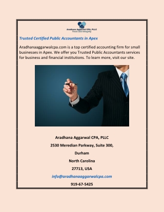 Trusted Certified Public Accountants In Apex  Aradhanaaggarwalcpa.com