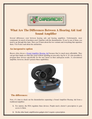 What Are The Differences Between A Hearing Aid And Sound Amplifier
