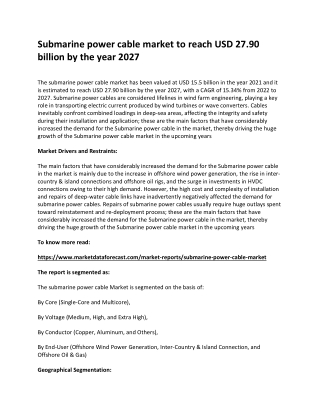 Submarine power cable market