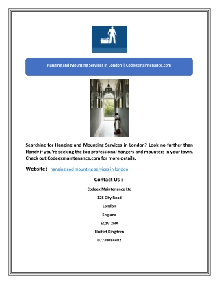 Hanging and Mounting Services in London | Codeexmaintenance.com