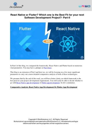 React Native or Flutter Which one is the Best Fit for your next Software