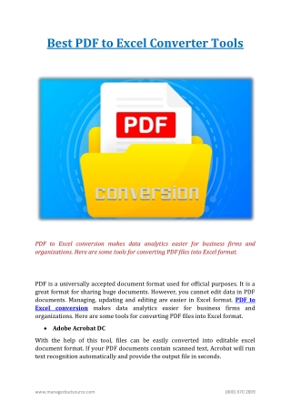 Best PDF to Excel Converter Tools