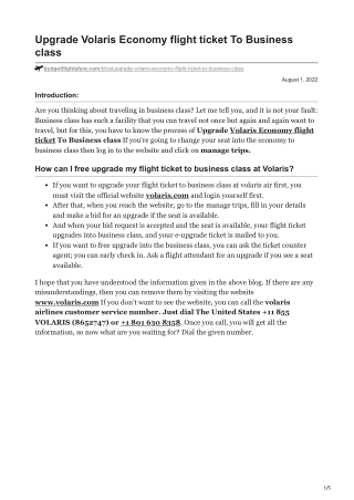 Upgrade Volaris Economy flight ticket To Business class