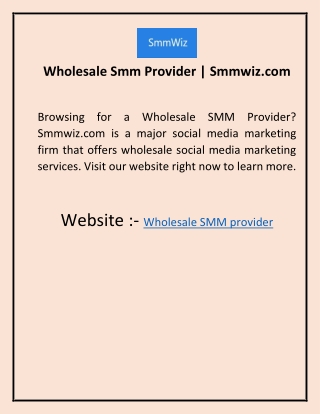 Wholesale Smm Provider  Smmwiz