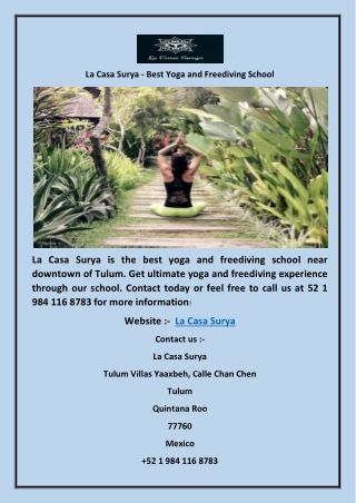 La Casa Surya - Best Yoga and Freediving School