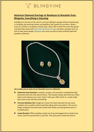American Diamond Earrings to Necklaces to Bracelets from Blingvine