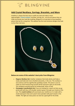 Add Crystal Necklace, Earrings, Bracelets, and More