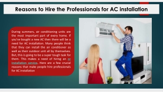 Reasons to hire the professionals for AC installation